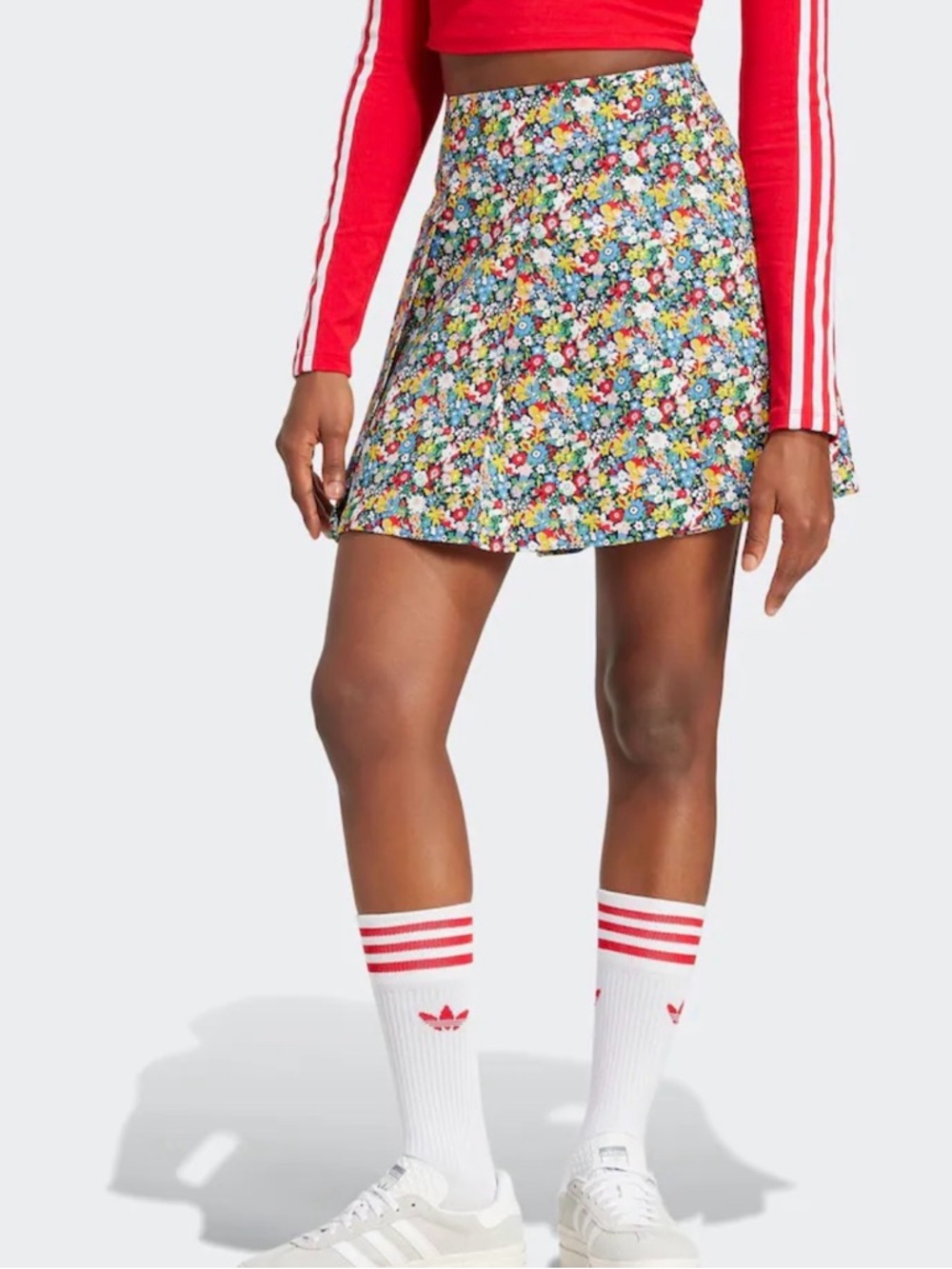 Adidas x Liberty London Multicolor Floral Pleated Mini Skirt Size Small NWT